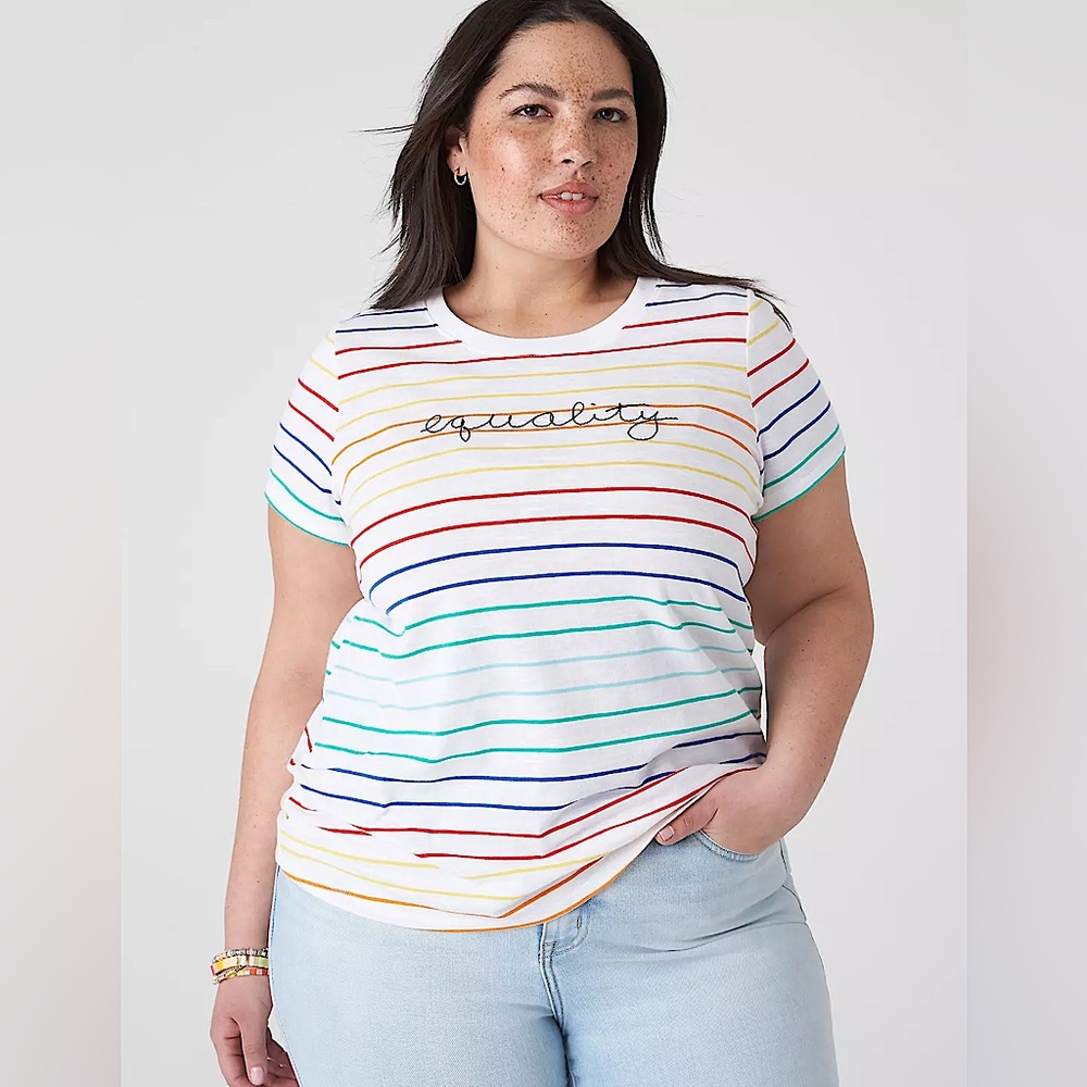 NWT Lane Bryant rainbow stripe equality pride LGBTQ short sleeve t-shirt size 4X